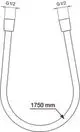 Flexibler Verbindungsschlauch mit G1/2-Anschluss, gezeichnet in einer U-Form, Länge 1750 mm. Ideal Standard Produkt zur Nutzung in Sanitärinstallationen.